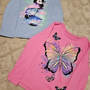 Pink Butterfly Kids Long Sleeve Shirt